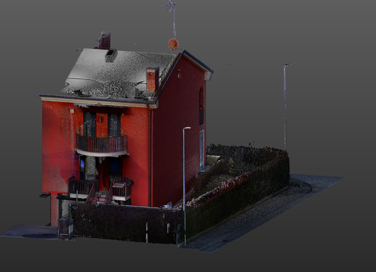 Rilievo laser scanner di una porzione di bifamiliare in provincia di Venezia, alla base della pratica di sanatoria ediliziaRilievo laser scanner della facciata di un immobile in provincia di Venezia per la verifica dello stato legittimo